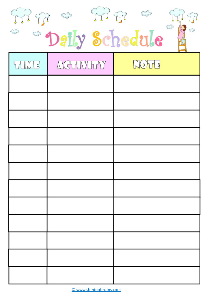 daily schedule for kids | cute timetable template | free kids schedule template