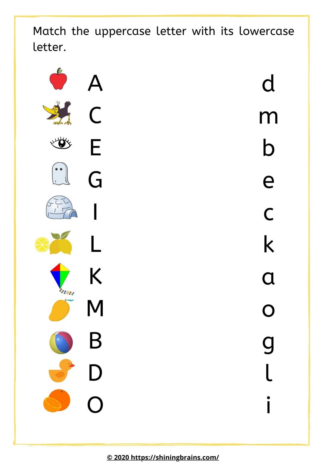 Kindergarten Worksheets Match Upper Case And Lower Case Letters 8 