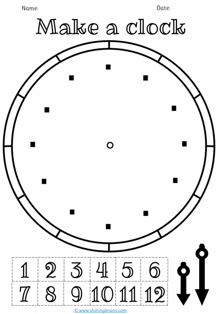 Make a clock Activity | Free printable Template Worksheet | preschool clock printable