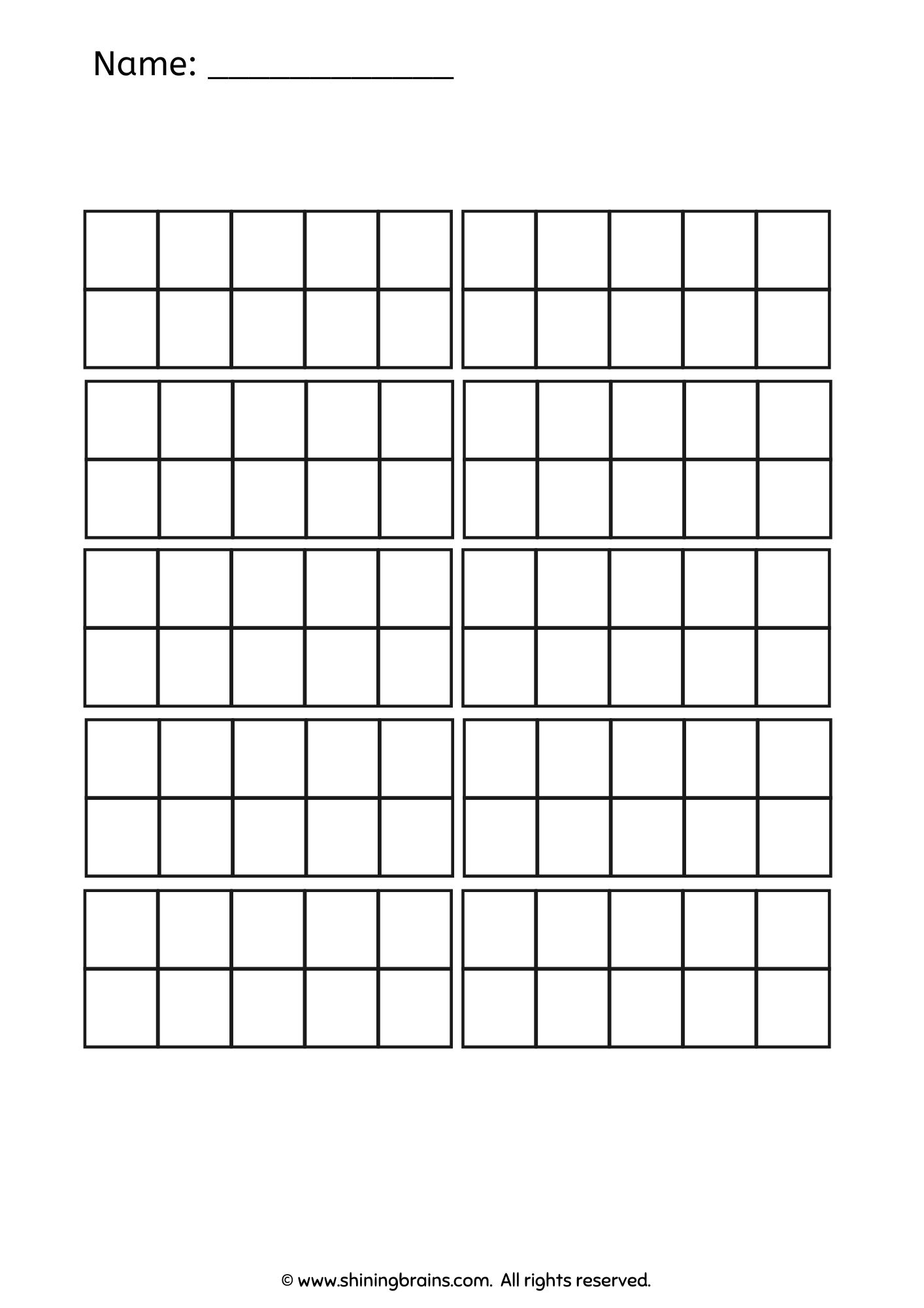 Hundred Frames 10 Ten Frames Number Bonds to 100 Shining Brains