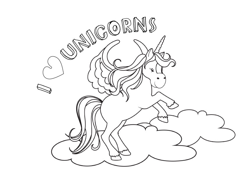 free coloring pages of pretty unicorns