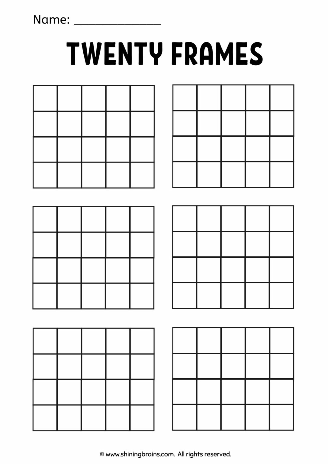 Twenty Frames Double Ten Frames Number bonds to 20