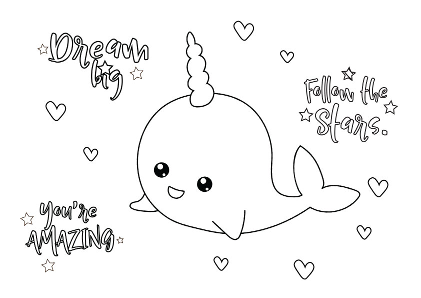 narwhal colouring page