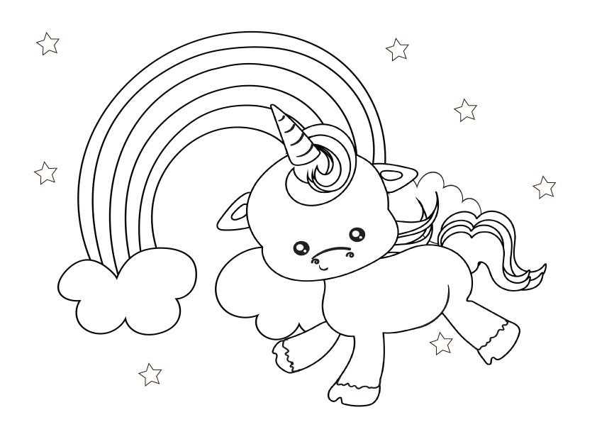 unicorn and rainbow colouring page
