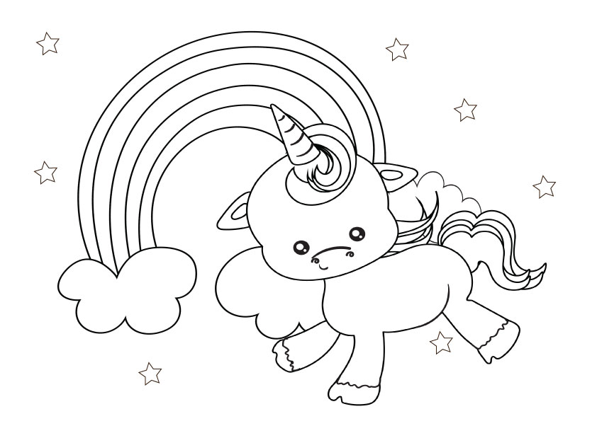 Kawaii Unicorn Coloring Pages Free unicorn colouring printable