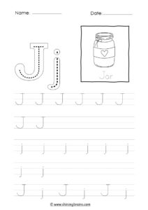tracing letter j worksheet | alphabet j