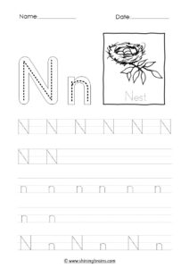 tracing letter n worksheet | alphabet n