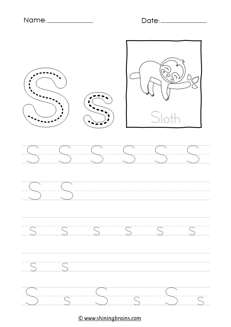 Tracing Letter S s Worksheet