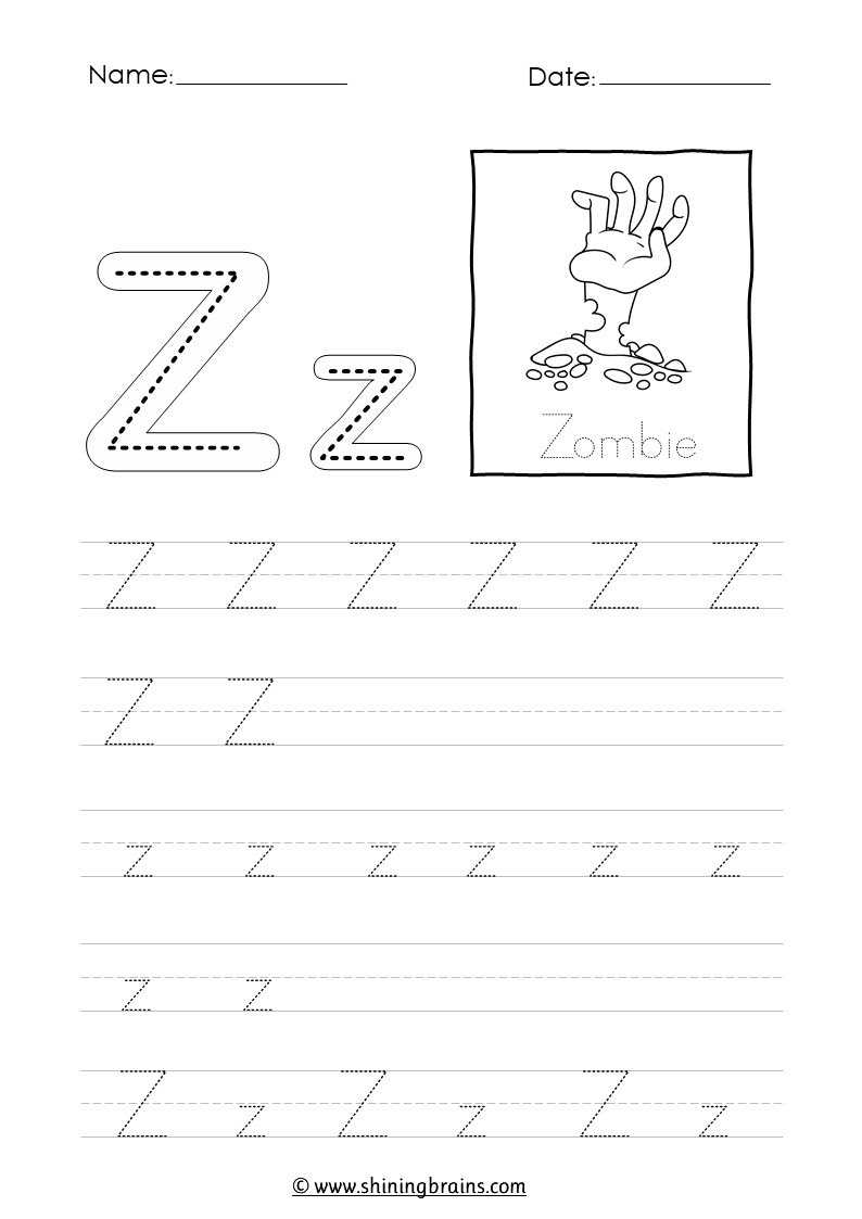 Tracing Letter Z z Worksheet