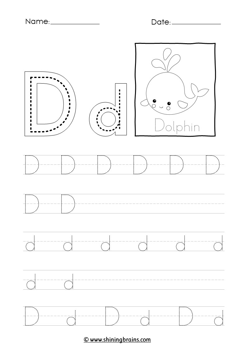Tracing the Letter D d Worksheet