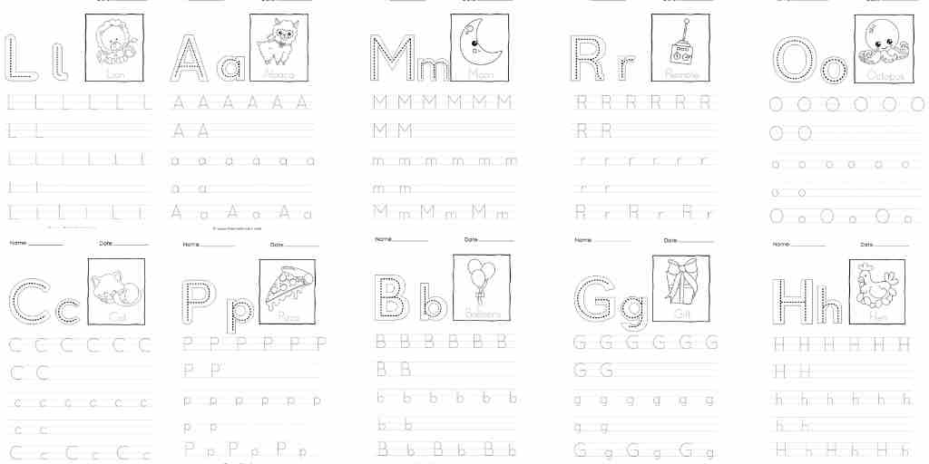 Kindergarten Alphabet Printable Worksheets