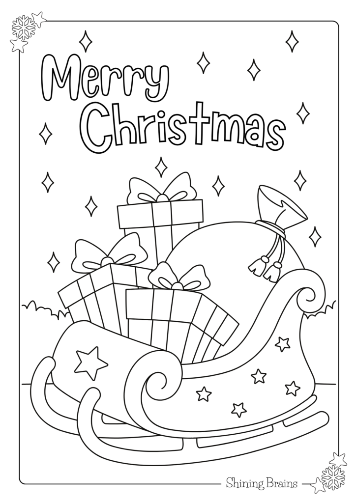 Christmas colouring in pages | Santa sleigh coloring pages
