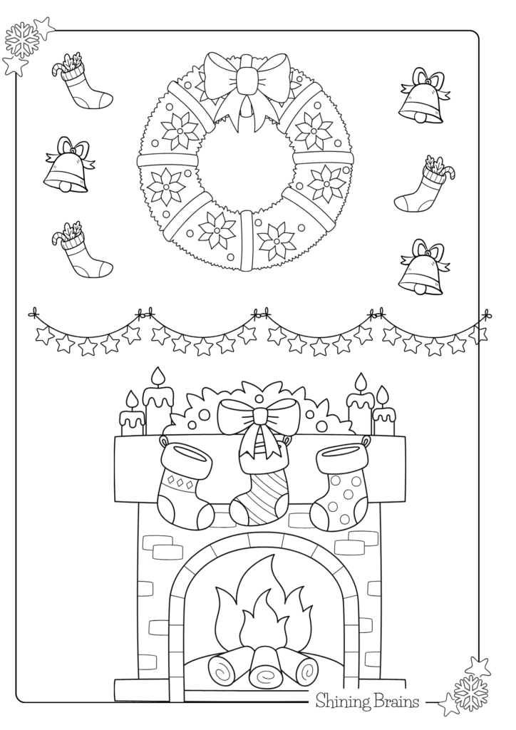 Fireplace coloring in pages
