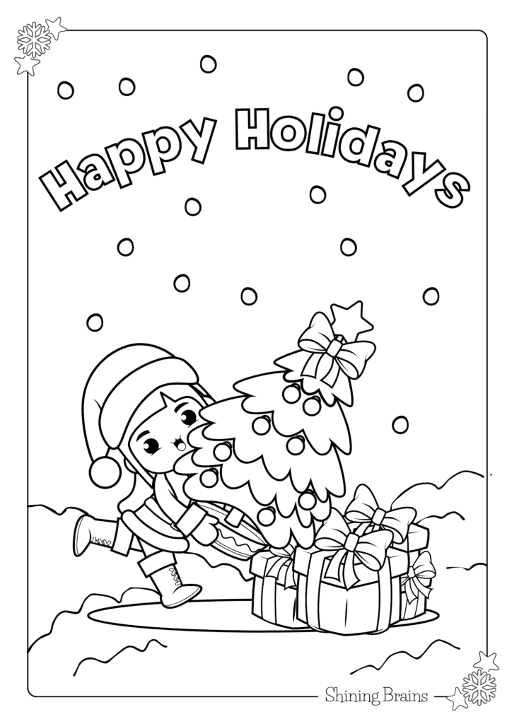 Happy holidays coloring in Printables