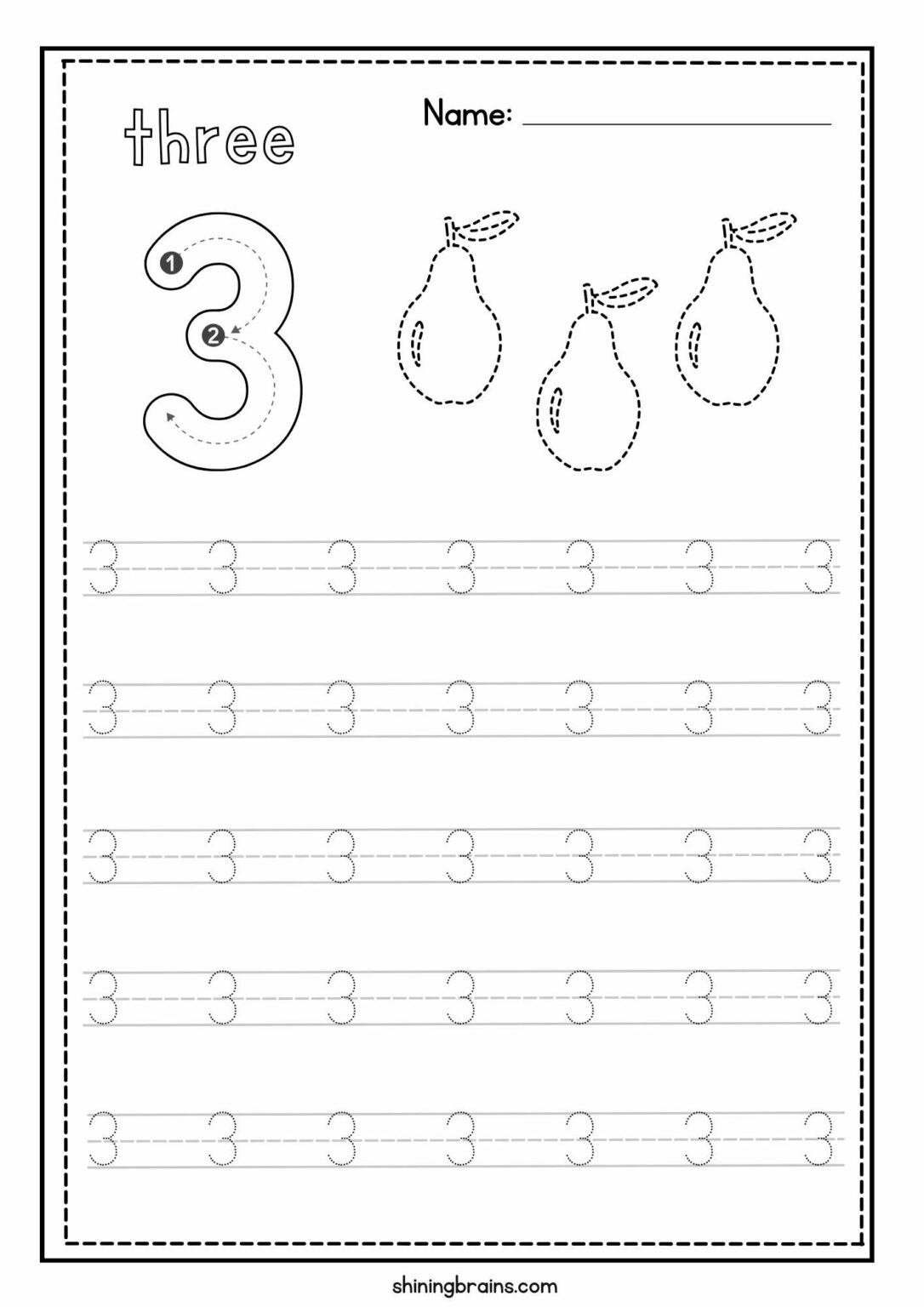 Tracing Numbers 1 to 10 Shining Brains