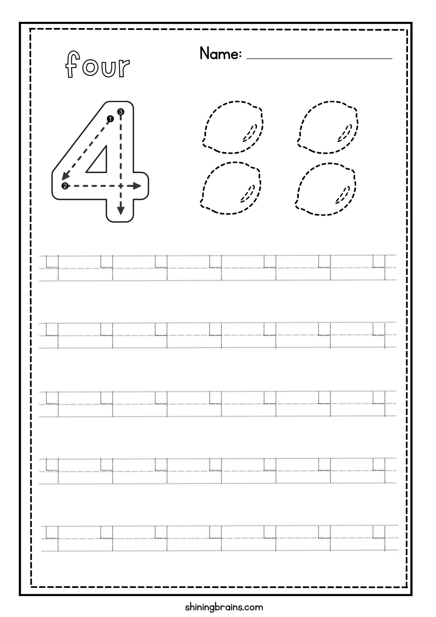 Tracing Numbers 1 to 10 - Shining Brains