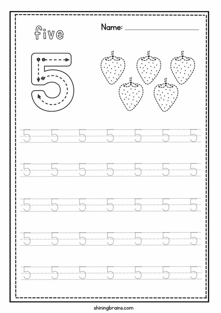 Tracing Numbers 1 to 10 | Tracing Number 5