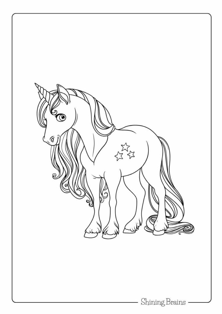 Cute unicorn colouring page