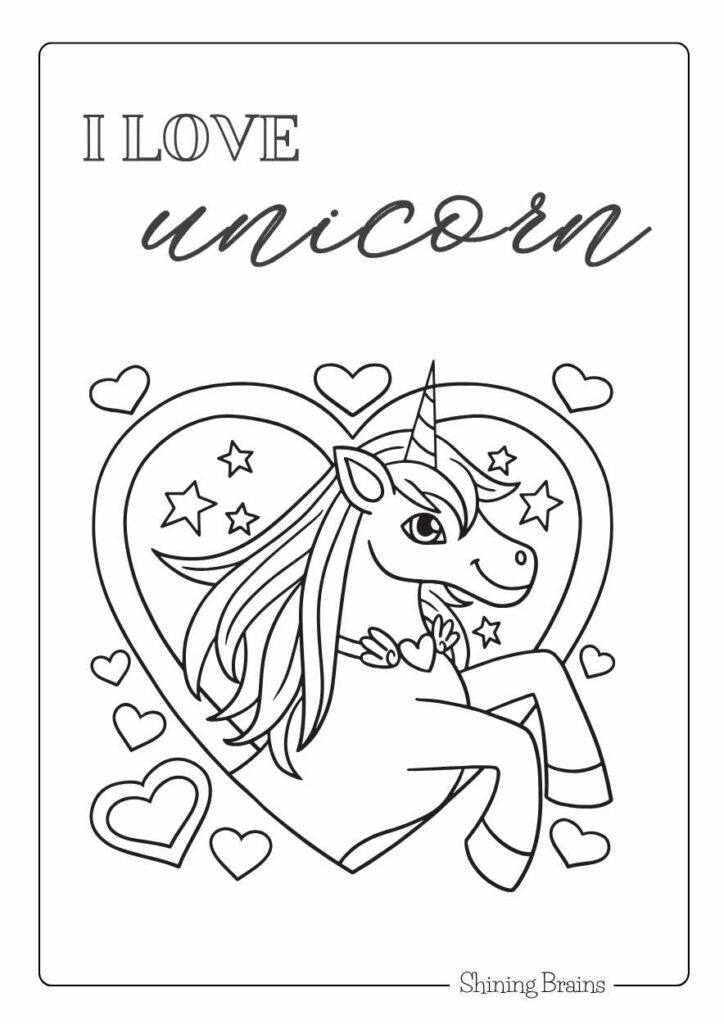 I love unicorn coloring page