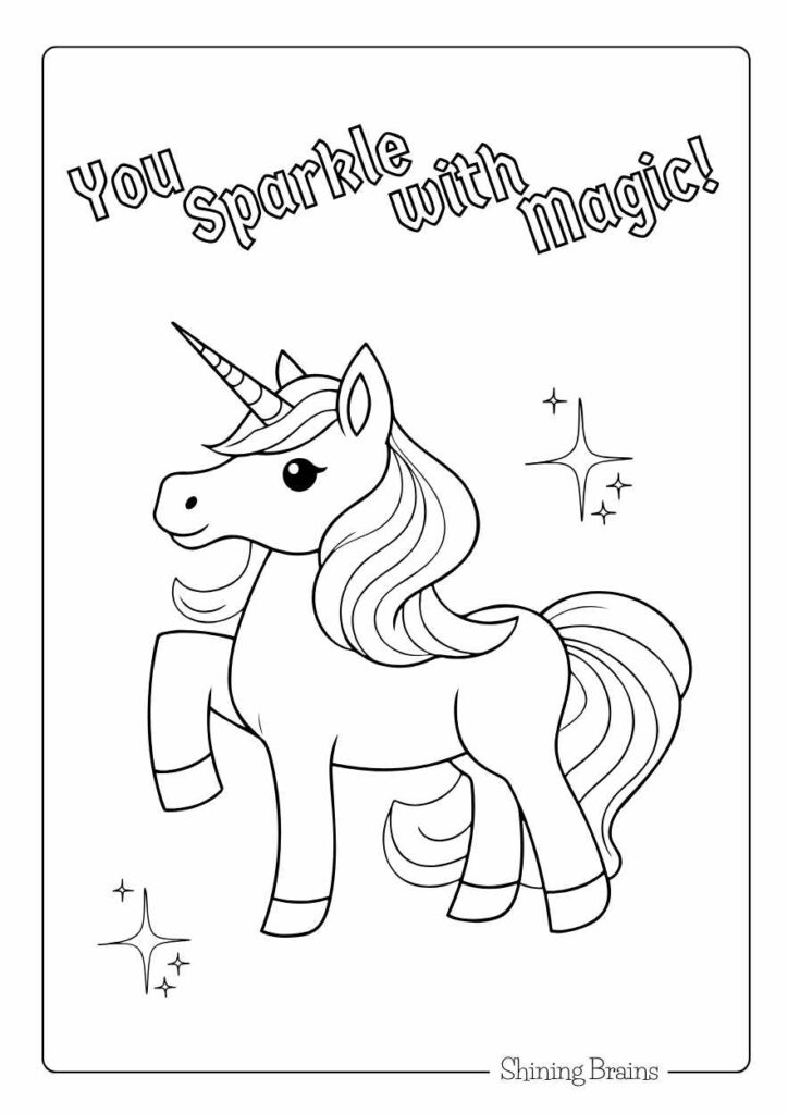 Magical unicorn coloring sheet